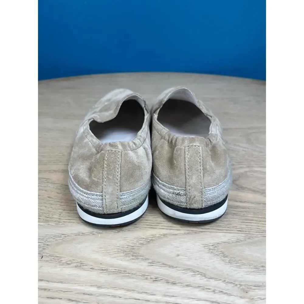 PRADA Saint Tropez Espadrille Slip On Platform Sneakers Tan Suede Size 7.5